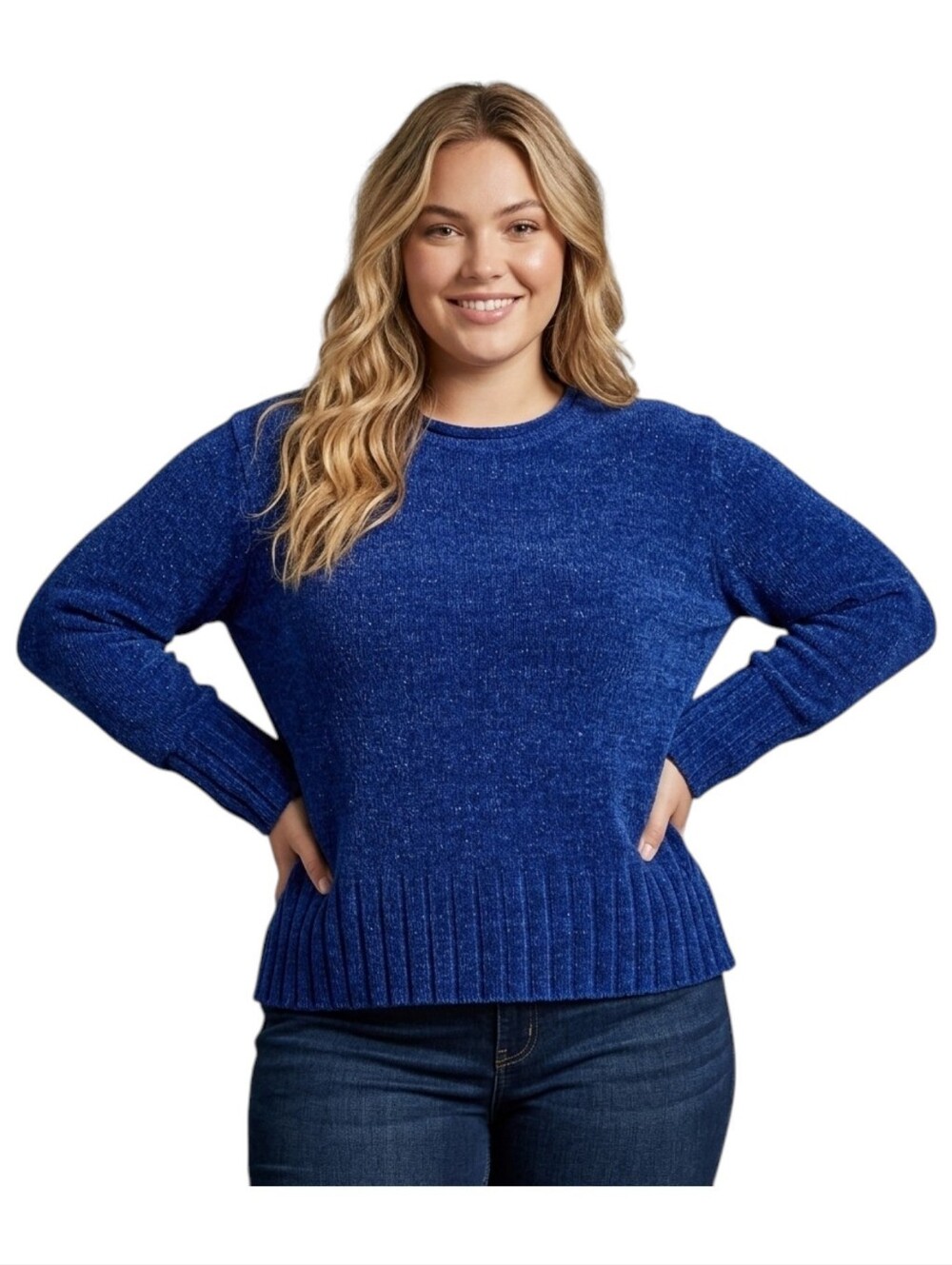 Knit & Pearl Blue Oversized Pullover Sweater Womens Plus Size 22W 24W